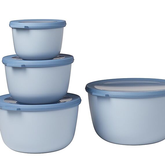 Mepal - Multischale Cirqula Round 4-teiliges Set - Vorratsdosen mit Deckel - Geignet als Aufbewahrungsbox, Kuhlschrank, Gefrierschrank & Mikrowellengeschirr - 500, 1000, 2000, & 3000 ml - Nordic Blue