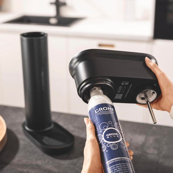 GROHE Blue, 1x 425g CO2 Flasche für bis zu 60l Sprudelwasser (lebensmittelechtes CO2, geeignet für jeden Wassersprudler mit Standard CO2 Anschluss, universal einsetzbar, leicht austauschbar), 40651000