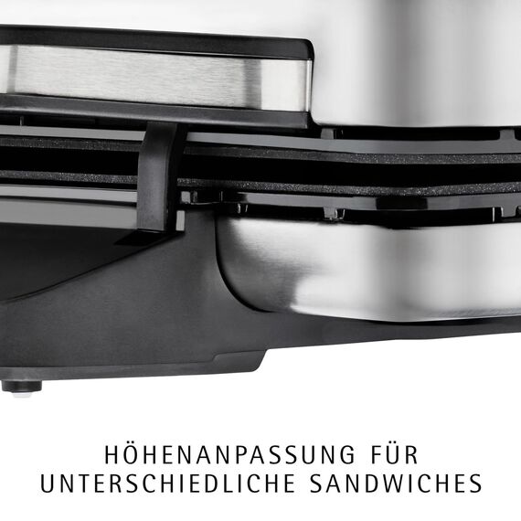 WMF Lono Sandwich Maker, Sandwichtoaster für 2 Standard- oder XXL-Toasts, Sandwichmaker, 2-stufige Höhenanpassung für mehr Füllung, edelstahl matt