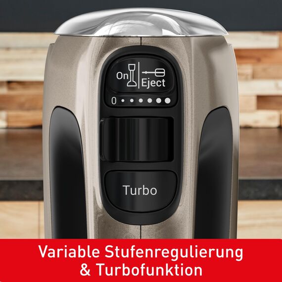 Tefal Power Mix Silence Handmixer – 600W leistungsstark und extra leise, variabler Geschwindigkeitsregler mit Turbo, Edelstahl-Rührbesen und Knethaken, ergonomischer Griff, leichter Handrührer in Grau