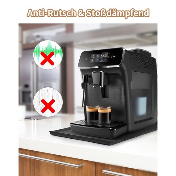 NETONDA Unterlage für Kaffeevollautomat Silikonmatte für Küchenmaschinen Zubehör Anti-Rutsch Wasserdicht Silikonunterlage für Kaffeemühle Siebträger, 48 x 30 cm, Schwarz