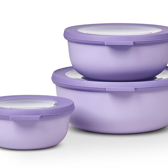Mepal - Multischale Cirqula Round 3-teiliges Set - Vorratsdosen mit Deckel - Geignet als Aufbewahrungsbox, Kuhlschrank, Gefrierschrank & Mikrowellengeschirr - 350 ml, 750 ml & 1250 ml - Nordic Lilac