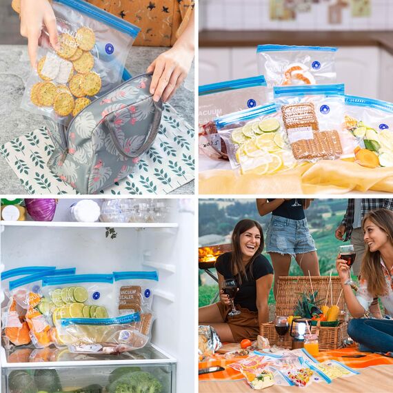 Vakuumbeutel Lebensmittel Wiederverwendbar mit Ventil Reißverschluss Bpa Frei Sous Vide Vakuumierbeutel Vakuumierer Zuhörer Essen Fleisch in 3 Gr. 30Stk.