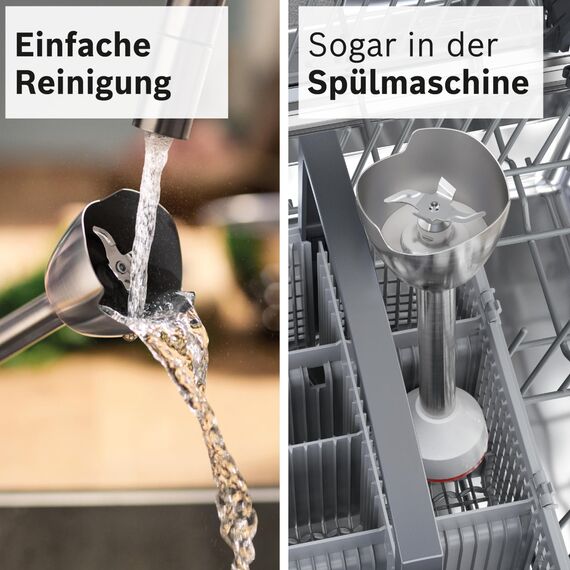 Bosch Stabmixer ErgoMaster Serie 4, mit Mixbecher, Edelstahl-Klingen, langlebig, verschleißfreie Keramik-Kupplung, Einschaltsperre, 1000 W, schwarz, MSM4B610