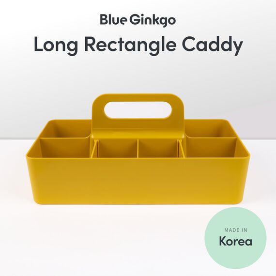 BLUE GINKGO Stapelbarer Organizer-Caddy – Tragbare Aufbewahrung aus Korea für Bad, Büro, Bastel- oder Schulbedarf (Langes Rechteck, Gelb)