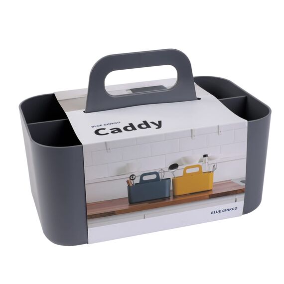 BLUE GINKGO Stapelbarer Organizer-Caddy – Tragbare Aufbewahrung aus Korea für Bad, Büro, Bastel- oder Schulbedarf (Rechteckig, Grau)