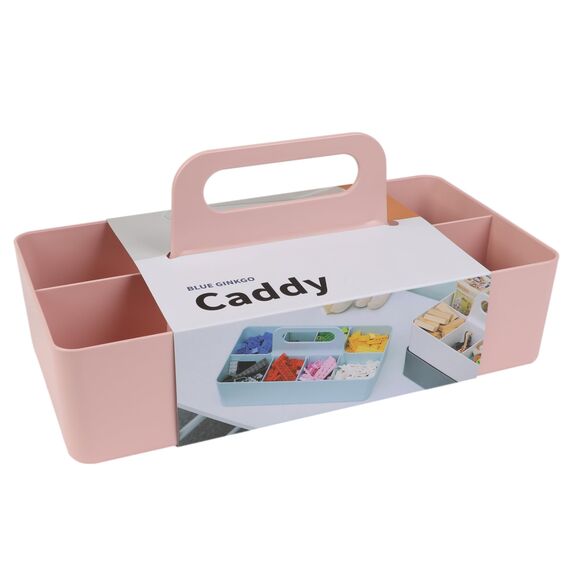 BLUE GINKGO Stapelbarer Organizer-Caddy – Tragbare Aufbewahrung aus Korea für Bad, Büro, Bastel- oder Schulbedarf (Langes Rechteck, Pink)