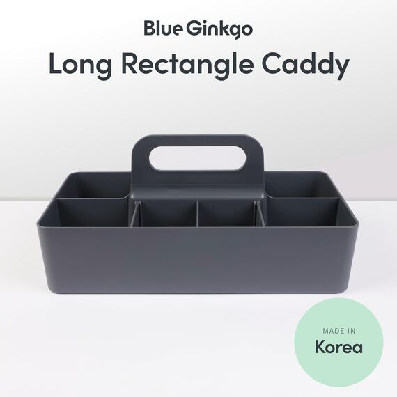 BLUE GINKGO Stapelbarer Organizer-Caddy – Tragbare Aufbewahrung aus Korea für Bad, Büro, Bastel- oder Schulbedarf (Langes Rechteck, Grau)