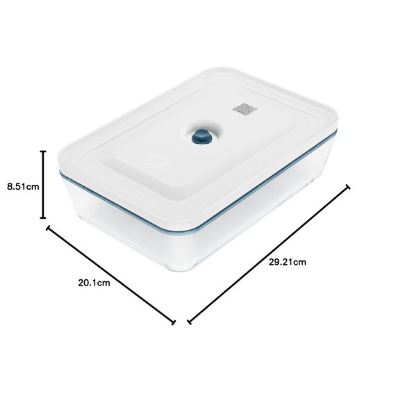 ZWILLING Fresh & Save Vakuum Auflaufform, 2,8 l, 29 x 20 x 9 cm, Glas, mit Vakuum-Deckel, Blau-La Mer