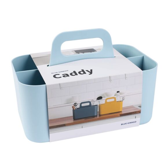 BLUE GINKGO Stapelbarer Organizer-Caddy – Tragbare Aufbewahrung aus Korea für Bad, Büro, Bastel- oder Schulbedarf (Rechteckig, Blau)