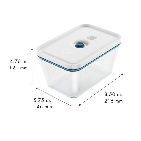 ZWILLING Fresh & Save Vakuumbox, Größe L, Glas, mit Vakuum-Deckel, Blau-La Mer