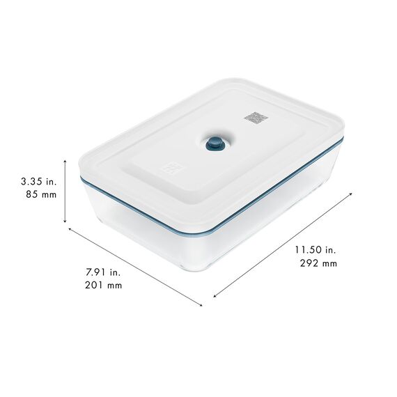 ZWILLING Fresh & Save Vakuum Auflaufform, 2,8 l, 29 x 20 x 9 cm, Glas, mit Vakuum-Deckel, Blau-La Mer