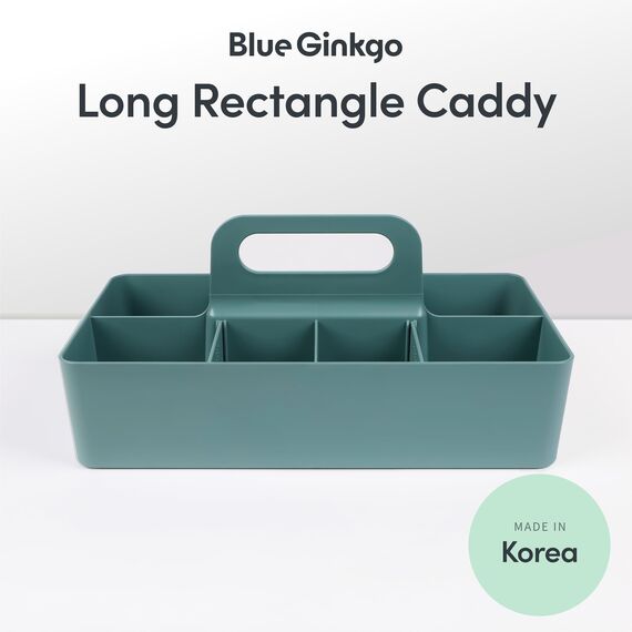 BLUE GINKGO Stapelbarer Organizer-Caddy – Tragbare Aufbewahrung aus Korea für Bad, Büro, Bastel- oder Schulbedarf (Langes Rechteck, Grün)