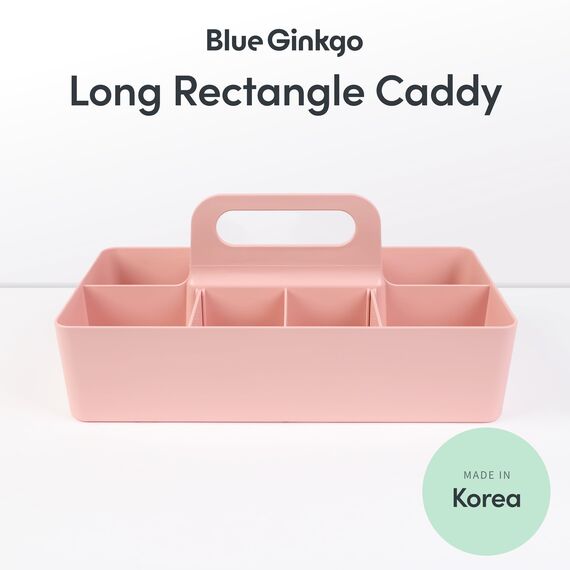 BLUE GINKGO Stapelbarer Organizer-Caddy – Tragbare Aufbewahrung aus Korea für Bad, Büro, Bastel- oder Schulbedarf (Langes Rechteck, Pink)