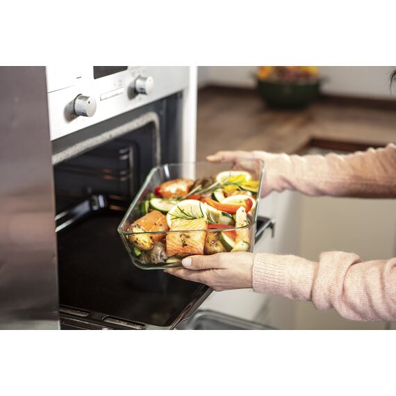 ZWILLING Fresh & Save Vakuum Auflaufform, 2,8 l, 29 x 20 x 9 cm, Glas, mit Vakuum-Deckel, Blau-La Mer