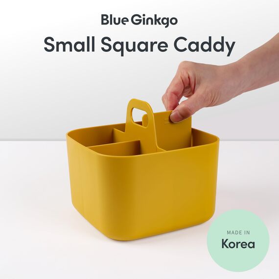 BLUE GINKGO Stapelbarer Organizer-Caddy – Tragbare Aufbewahrung aus Korea für Bad, Büro, Bastel- oder Schulbedarf (Quadratisch, Gelb)