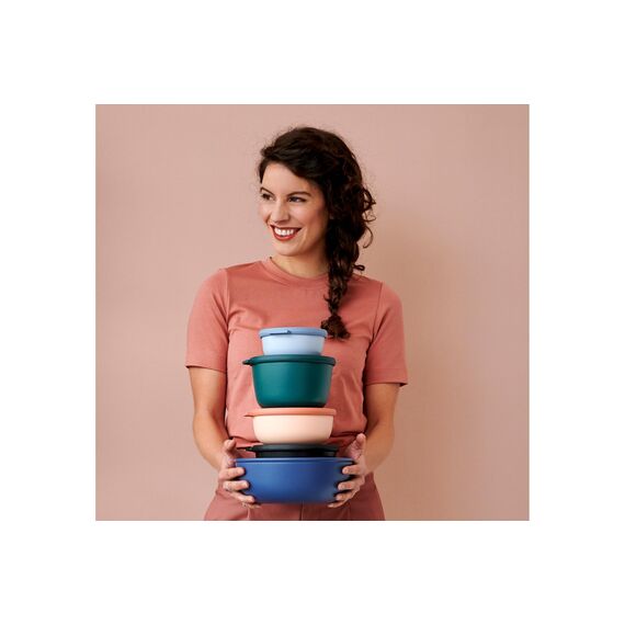 Mepal Multischale Cirqula Round 3-teiliges Set - Mikrowellen Geschir - Geignet als Aufbewahrungsbox, Kuhlschrank, Gefrierschrank & Mikrowellengeschirr - 500 ml, 1000 ml & 2000 ml - Nordic white