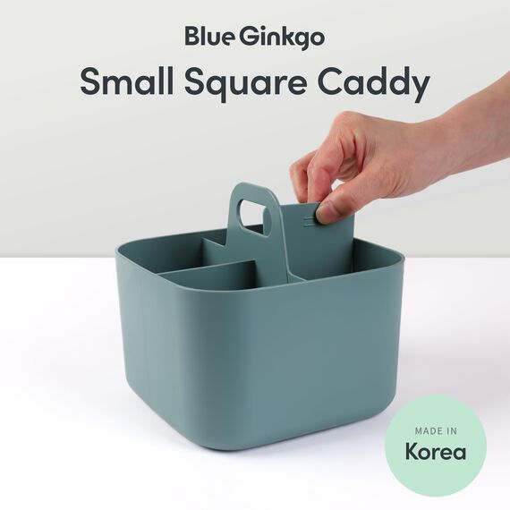 BLUE GINKGO Stapelbarer Organizer-Caddy – Tragbare Aufbewahrung aus Korea für Bad, Büro, Bastel- oder Schulbedarf (Quadratisch, Grün)
