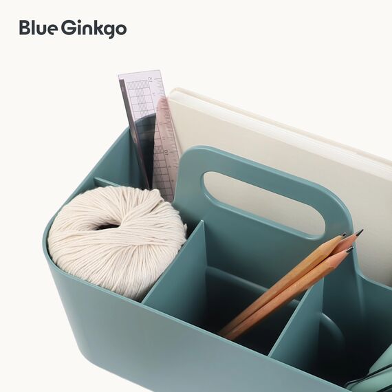 BLUE GINKGO Stapelbarer Organizer-Caddy – Tragbare Aufbewahrung aus Korea für Bad, Büro, Bastel- oder Schulbedarf (Rechteckig, Grün)