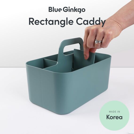 BLUE GINKGO Stapelbarer Organizer-Caddy – Tragbare Aufbewahrung aus Korea für Bad, Büro, Bastel- oder Schulbedarf (Rechteckig, Grün)