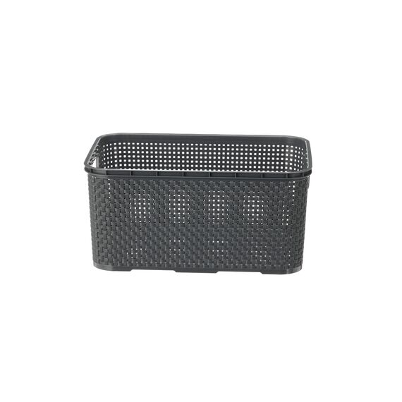 BranQ - Home essential Korb in Rattan Design 3er Set Grösse M 10l, Kunststoff PP, Anthrazit