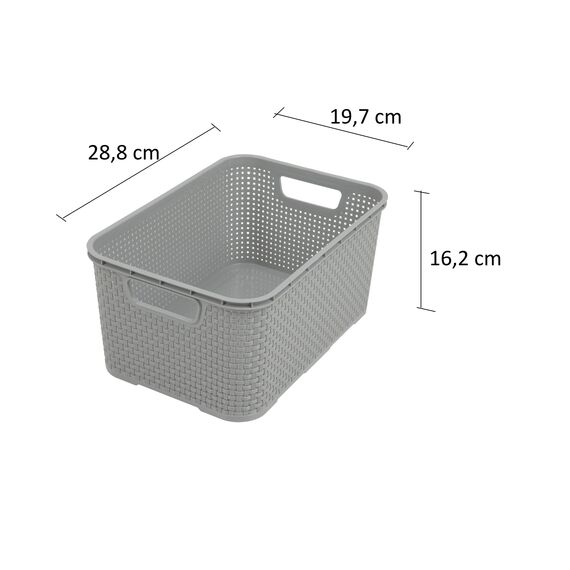 BranQ - Home essential Korb in Rattan Design 3er Set Grösse M 10 l, BPA-frei Kunststoff PP,Hellgrau