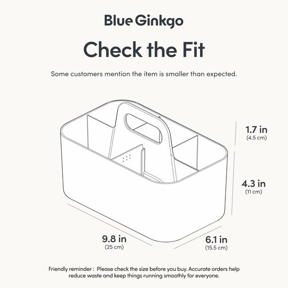 BLUE GINKGO Stapelbarer Organizer-Caddy – Tragbare Aufbewahrung aus Korea für Bad, Büro, Bastel- oder Schulbedarf (Rechteckig, Weiß)