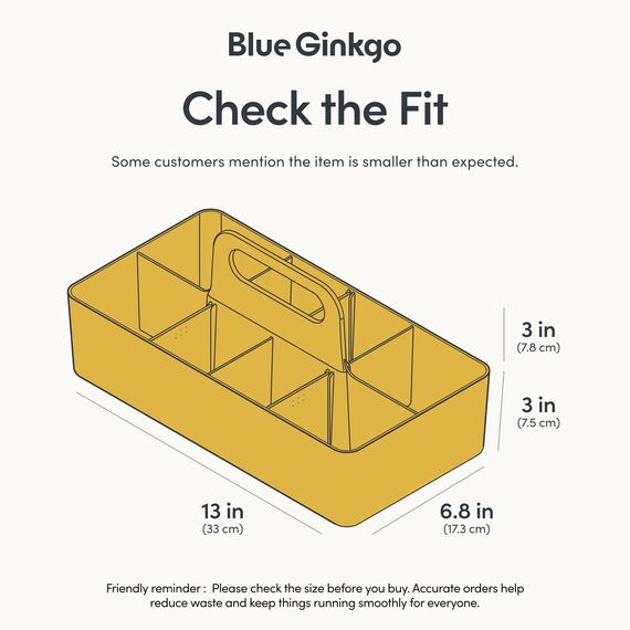 BLUE GINKGO Stapelbarer Organizer-Caddy – Tragbare Aufbewahrung aus Korea für Bad, Büro, Bastel- oder Schulbedarf (Langes Rechteck, Gelb)