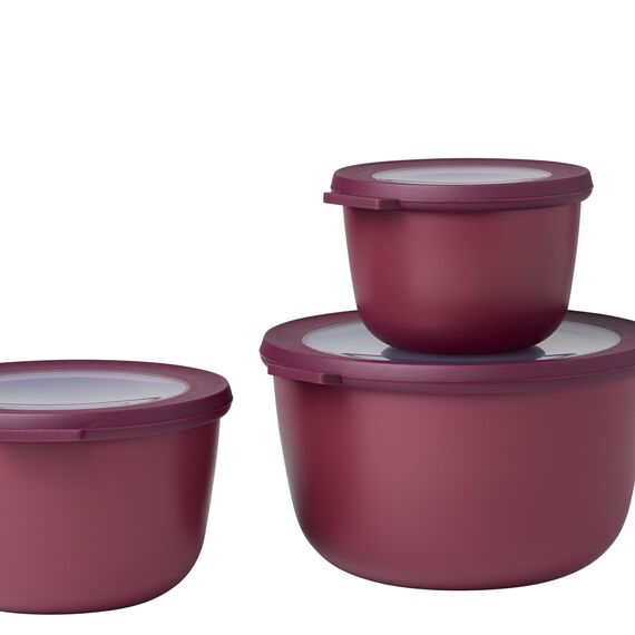 Mepal - Multischale Cirqula Round 3-teiliges Set - Vorratsdosen mit Deckel - Geignet als Aufbewahrungsbox, Kuhlschrank, Gefrierschrank & Mikrowellengeschirr - 500 ml, 1000 ml & 2000 ml - Nordic Berry