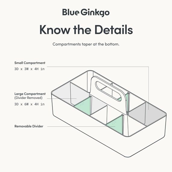 BLUE GINKGO Stapelbarer Organizer-Caddy – Tragbare Aufbewahrung aus Korea für Bad, Büro, Bastel- oder Schulbedarf (Langes Rechteck, Grau)