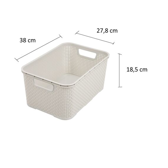 BranQ - Home essential Korb in Rattan Design 2er Set Grösse L 19l, Creme