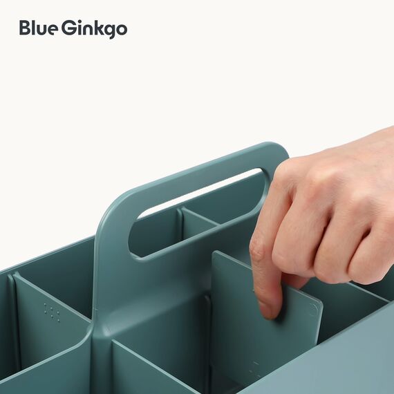 BLUE GINKGO Stapelbarer Organizer-Caddy – Tragbare Aufbewahrung aus Korea für Bad, Büro, Bastel- oder Schulbedarf (Langes Rechteck, Grün)