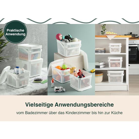 uandu Aufbewahrungskorb mit Deckel 8Lx3, Aufbewahrungsbox, Korb für Spielzeug, Wäschekorb, Regal Korb, Aufbewahrungskorb für Bad, Vorratskorb, Küchen Aufbewahrung & Organizer, Osterkörbchen, Osterkorb