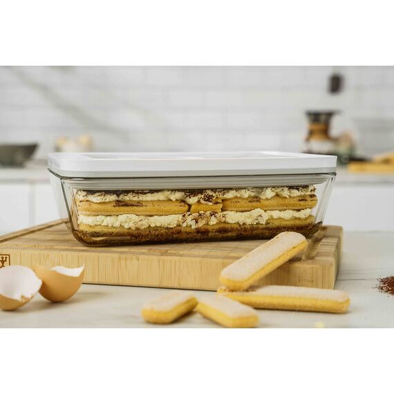 ZWILLING Fresh & Save Vakuum Auflaufform, 2,8 l, 29 x 20 x 9 cm, Glas, mit Vakuum-Deckel, Blau-La Mer
