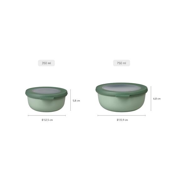 Mepal - Multi Bowl Cirqula Round - Vorratsdose mit Deckel - Geeignet als Luftdichte Aufbewahrungsbox für den Kühlschrank, Mikrowellengeschirr & als Frischhaltedosen - 750 ml - Nordic Green