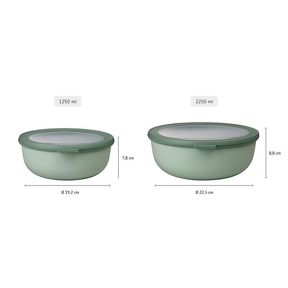 Mepal - Multi Bowl Cirqula Round - Vorratsdose mit Deckel - Geeignet als Luftdichte Aufbewahrungsbox für den Kühlschrank, Mikrowellengeschirr & als Frischhaltedosen - 2250 ml - Nordic Denim