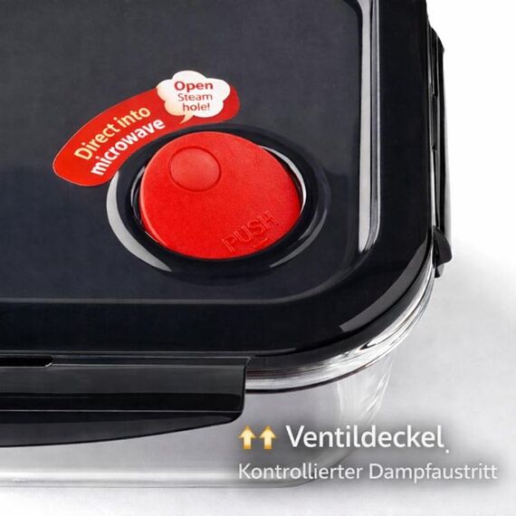 Lock & Lock Frischhaltedose aus Glas mikrowellengeeignet - Oven Glass - Für Backofen, Mikrowelle & zum Einfrieren - Mikrowellengeschirr mit Deckel, 630 ml