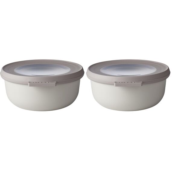 Mepal Multischüssel Cirqula rund – Nordic white – 350 ml Inhalt – mit abnehmbarem Deckel – bruchfestes Material - auslaufsicher – tiefkühlgeeignet - spülmaschinengeeignet (Packung mit 2)