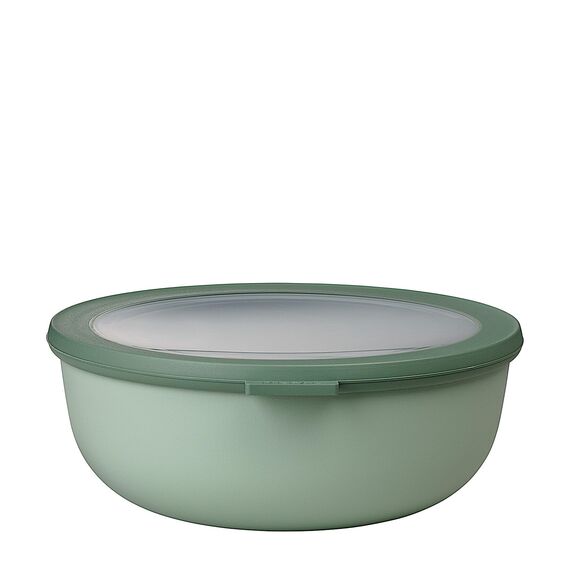 Mepal Multi Bowl Cirqula Round - Mikrowellen Geschir - Geeignet als Luftdichte Aufbewahrungsbox für den Kühlschrank, Mikrowellengeschirr & als Frischhaltedosen - 2250 ml - Nordic sage