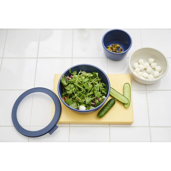 Mepal Multischüssel Cirqula rund – Nordic white – 350 ml Inhalt – mit abnehmbarem Deckel – bruchfestes Material - auslaufsicher – tiefkühlgeeignet - spülmaschinengeeignet (Packung mit 2)