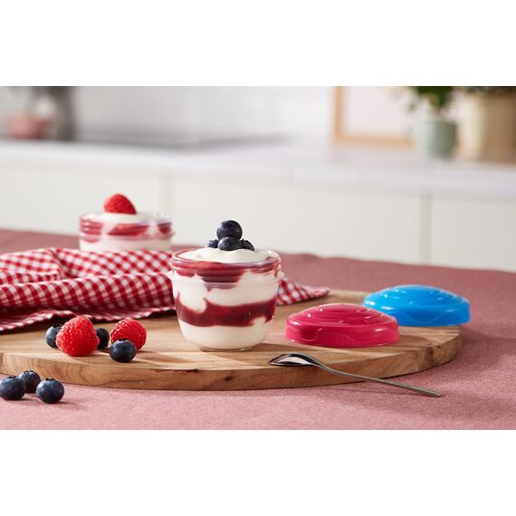 Sistema Yogurt To Go Frischhaltedosen, rund | 150 ml | Stapelbare Vorratsdosen mit Deckeln | 2 Stück
