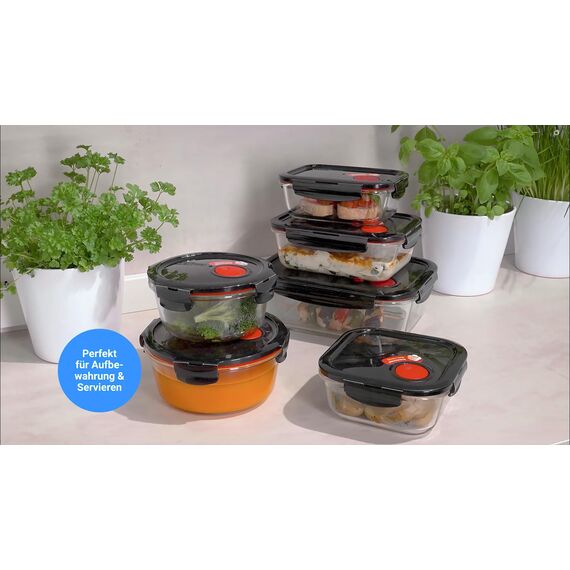Lock & Lock Frischhaltedose aus Glas mikrowellengeeignet - Oven Glass - Für Backofen, Mikrowelle & zum Einfrieren - Mikrowellengeschirr mit Deckel, 380 ml