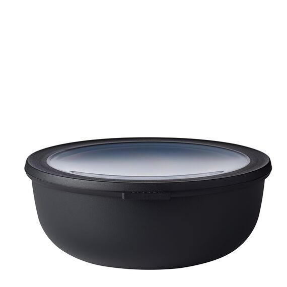 Mepal Multi Bowl Cirqula Round - Mikrowellen Geschir - Geeignet als Luftdichte Aufbewahrungsbox für den Kühlschrank, Mikrowellengeschirr & als Frischhaltedosen - 2250 ml - Nordic black