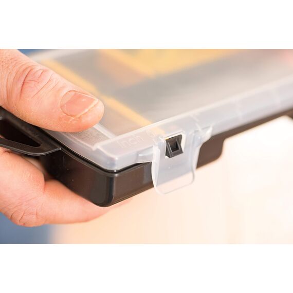 STANLEY Organizer Sortimentskasten (Aufbewahrungsbox für Zubehör und Kleinteile aus schlagfestem Polypropylen, 10 Fächer mit entfernbaren Trennwänden, eingebautes Lineal), Mehrfarbig - STST81679-1