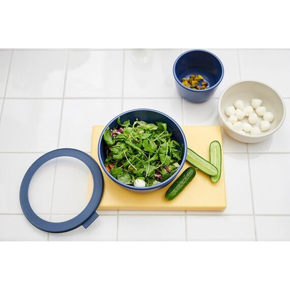 Mepal - Multi Bowl Cirqula Round - Vorratsdose mit Deckel - Geeignet als Luftdichte Aufbewahrungsbox für den Kühlschrank, Mikrowellengeschirr & als Frischhaltedosen - 350 ml - Nordic Denim