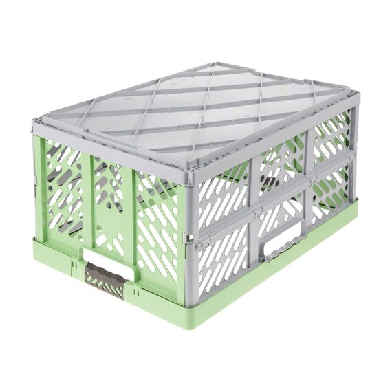 keeeper ben 4x Stabile Profi-Klappboxen mit Soft-Touch Griffen, 45 l, Eco Grass Green