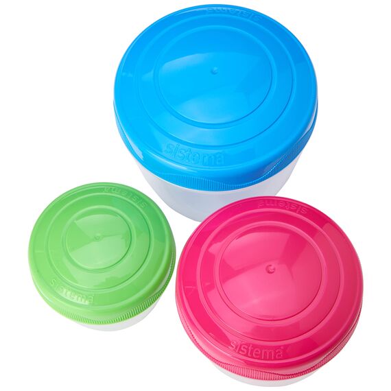 Sistema TO GO Snack 'n' Nest Frischhaltedosen Set | 150 ml305 ml520 ml | kleine ineinander stapelbare Vorratsdosen | BPA-frei | Gemischte Farben | 3 Stück