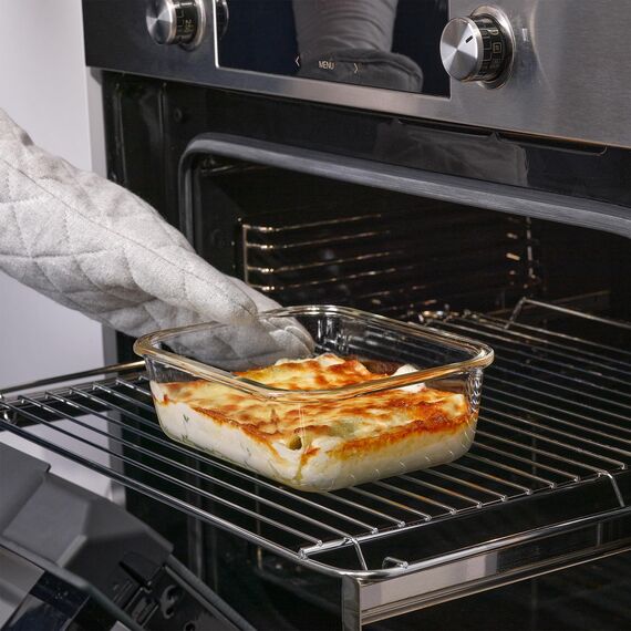 Lock & Lock Frischhaltedose aus Glas mikrowellengeeignet - Oven Glass - Für Backofen, Mikrowelle & zum Einfrieren - Mikrowellengeschirr mit Deckel, 630 ml