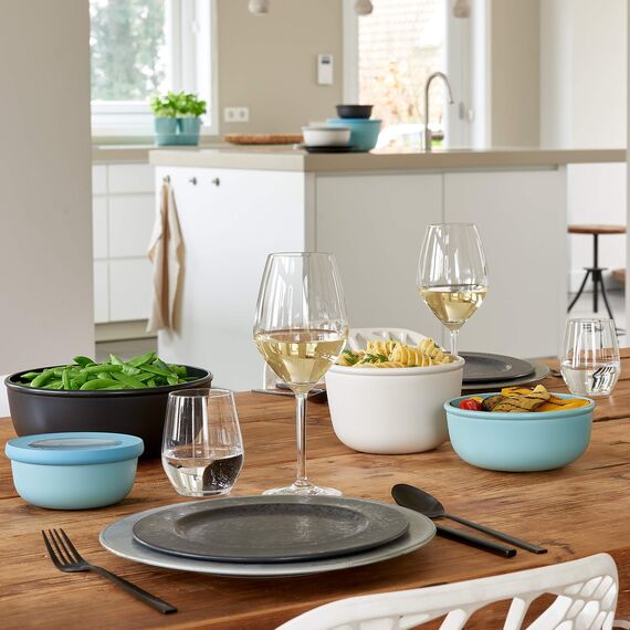 Mepal Multischüssel Cirqula rund – Nordic white – 350 ml Inhalt – mit abnehmbarem Deckel – bruchfestes Material - auslaufsicher – tiefkühlgeeignet - spülmaschinengeeignet (Packung mit 2)