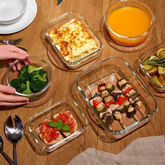 Lock & Lock Frischhaltedose aus Glas mikrowellengeeignet - Oven Glass - Für Backofen, Mikrowelle & zum Einfrieren - Mikrowellengeschirr mit Deckel, 630 ml